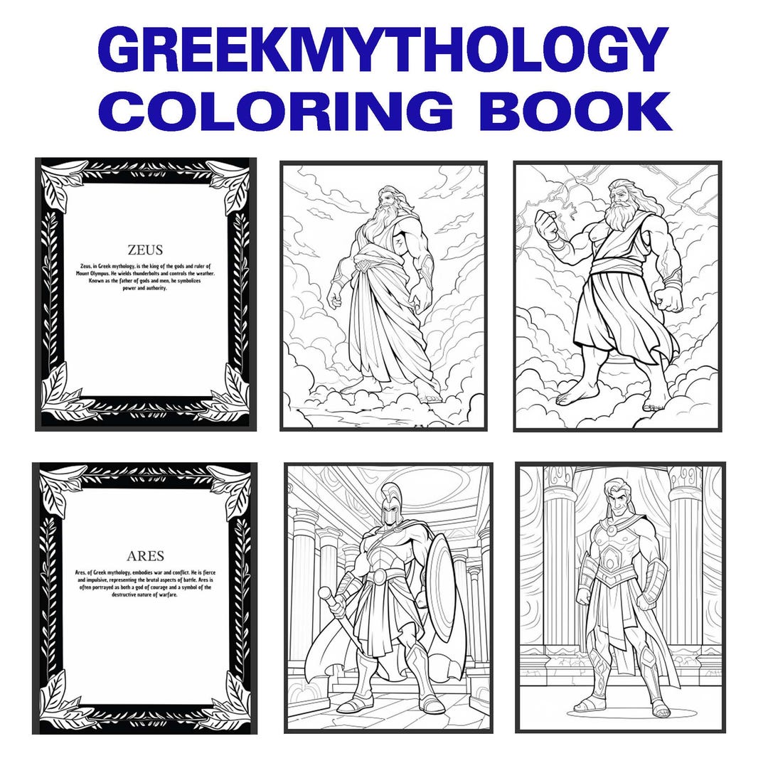 Greek Mythology Coloring Book. Gods and Goddesses Coloring Pages ...