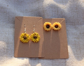 Polymer clay sunflower earrings