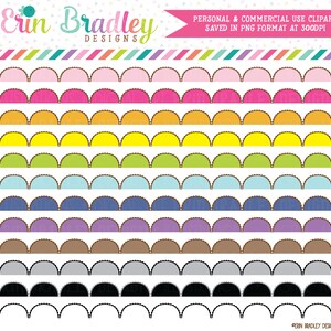 Scalloped Borders Clipart: Colorful Scrapbooking Edges (Digital Download)