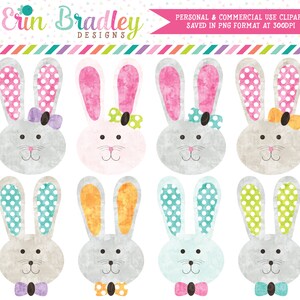 Easter Bunny Clipart, Watercolor Easter Bunny Clip Art Graphics, Easter Boys and Girls Clip Art Commercial Use OK