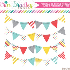 Banner Flag Clipart Blue Yellow Red & Gray Commercial Use Clip Art Graphics