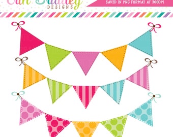 Colorful Bunting Clipart Clip Art Banner Flags for Personal & Commercial Use