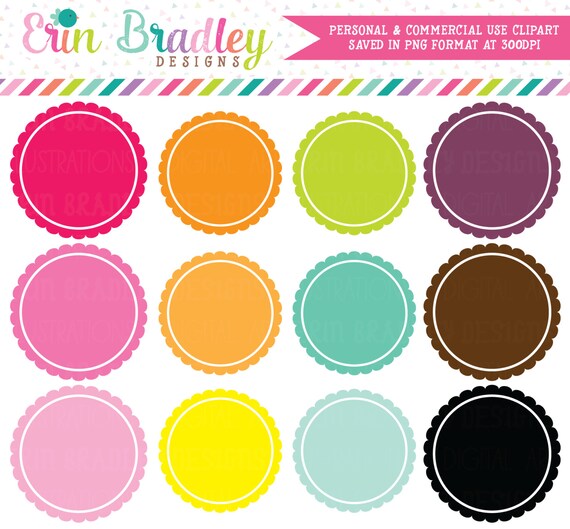 Digital Scrapbooking Clipart Clip Art Scalloped Border Circle Frames Personal and Commercial Use Il_570xn