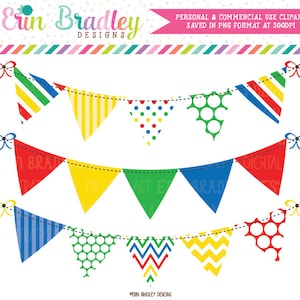 Imágenes prediseñadas de banderines de colores primarios, gráficos, descarga instantánea, imágenes prediseñadas de banderines, banderas rojas, amarillas, verdes y azules, uso comercial