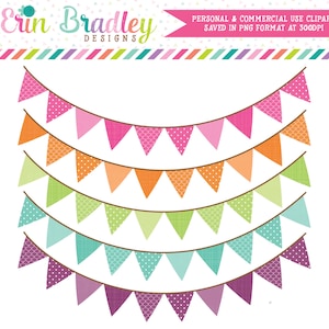 Colorful Pennant Banner Flags Clipart Clip Art for Personal & Commercial Use