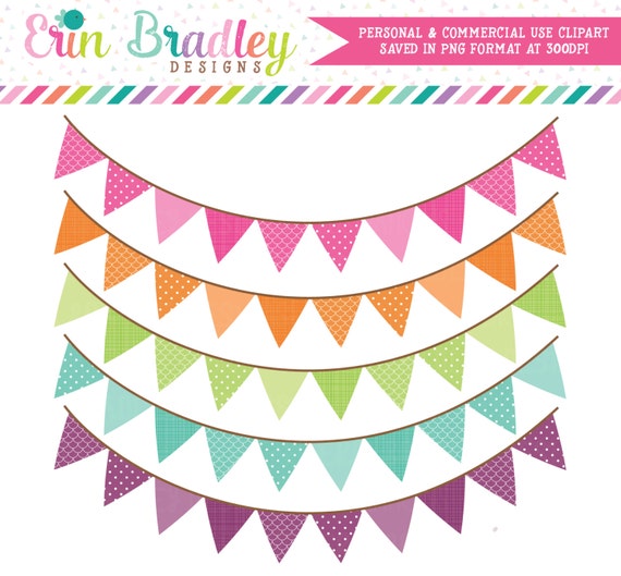 Colorful Pennant Banner Flags Clipart Clip Art For Personal Etsy