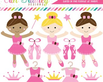 Pink Ballerinas Clipart, Instant Download Commercial Use Dance Clip Art Graphics