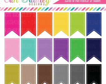 Colorful Flags Clipart Instant Download Digital Frame Tag Graphics in Rainbow Colors Personal & Commercial Use