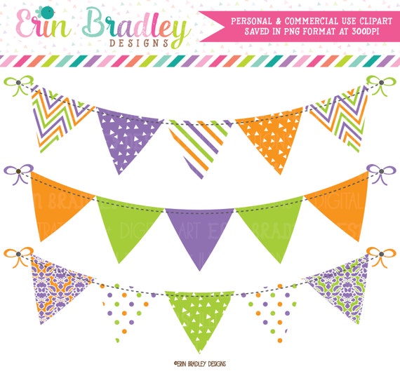 Clipart Banners Purple Orange and Green Halloween Bunting Clip Art ...