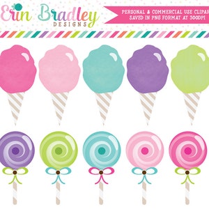 Cotton Candy and Lollipops Clipart Clip Art Personal & Commercial Use Instant Download