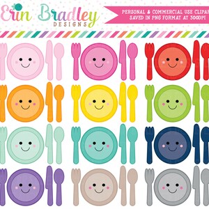 Kawaii Place Setting Clipart Jantar ou planejador de refeições Clip Art Gráficos Uso pessoal e comercial OK