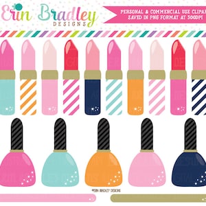 Lipstick and Nail Polish Clipart Girls Graphics Personal & Commercial Use Clip Art INSTANT Download