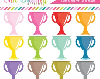 Trophy Clipart, Sports or School Awards Clip Art Graphics, Personal & Commercial Use OK