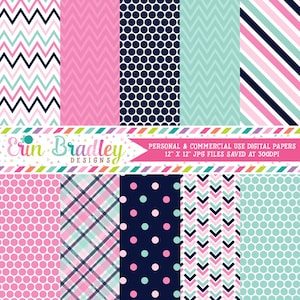 Rosa und Blau Digital Paper Pack kommerzielle Nutzung Instant Download