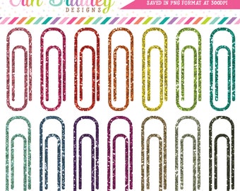 Glitter Paperclips Clipart School Clip Art Office Supply or Work Graphics in Glittery Colors Personal & Commercial Use