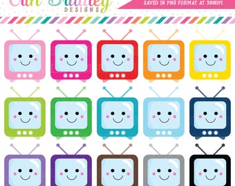 Kawaii TV Clipart Television Set Clip Art Graphics