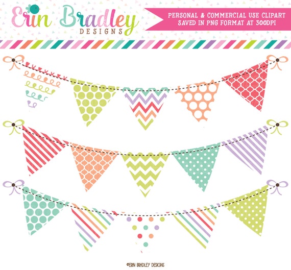 Sugar Bunting Clipart Graphics Digital Banner Flag Clip Art