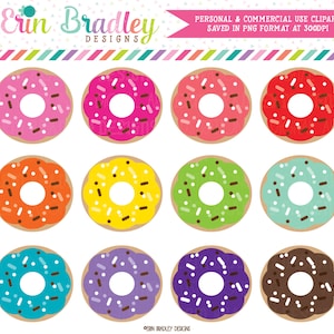 Alimentos e sobremesas Clipart Download instantâneo Donut Graphics Uso comercial OK
