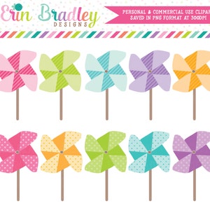 Clipart pinwheels à téléchargement immédiat pour une utilisation personnelle et commerciale et des conceptions numériques