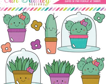 Kawaii succulentes Clipart, succulentes & Cactus Clip Art graphiques, plante Clipart, fleur Clip Art utilisation commerciale OK