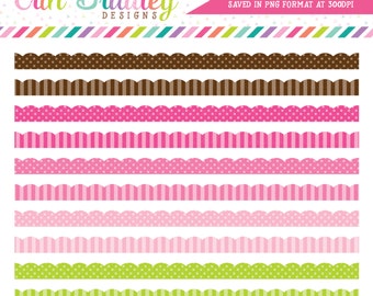 Digital Scrapbook Borders Clipart Clip Art in Preppy Polka Dots and Stripes Personal and Commercial Use