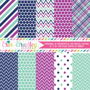 Purple and Blue Digital Paper Pack Commercial Use Instant Download