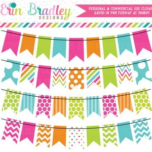 Colorful Rainbow Bunting Clipart Commercial Use Graphics