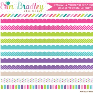 Cotton Candy Scalloped Borders Clipart Commercial Use Clip Art Instant Download