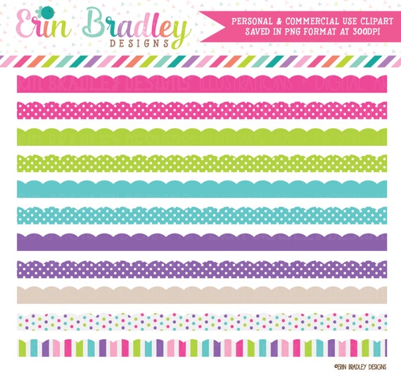 Cotton Candy Scalloped Borders Clipart Commercial Use Clip Art Instant Download Il_570xn