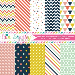 Craft Party Digital Paper Pack Commercial Use Digital Scrapbook Paper