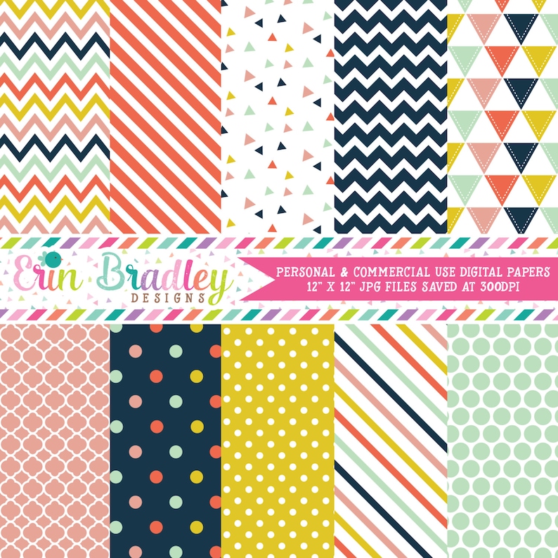 Craft Party Digital Paper Pack Commercial Use Digital Scrapbook Paper image 1