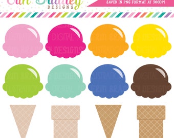 Ice Cream Clipart Summer Clip Art Digital Graphics Ice Cream Cones Mix and Match Set