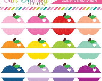 Split Apple Clipart, Apple Clip Art Graphics, Teachers Clipart, Food Clip Art, Commercial Use OK