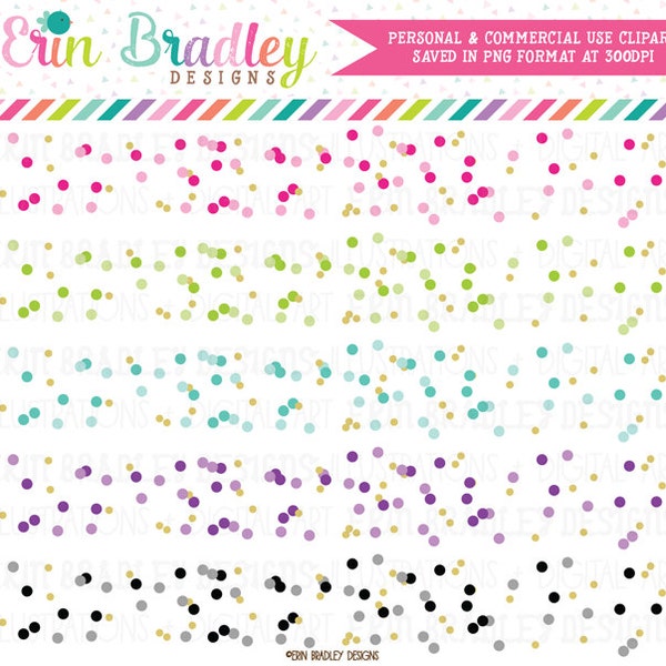 Confetti Clipart Polka Dot Clip Art Borders Instant Download Personal & Commercial Use Digital Graphics