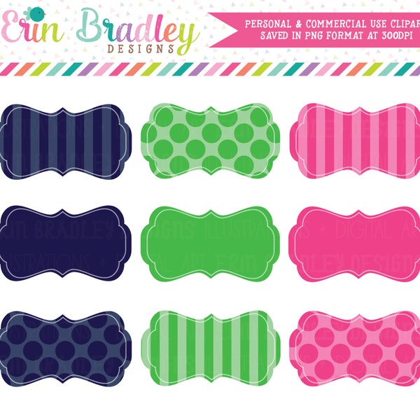 Preppy Frames Clipart Clip Art Personal and Commercial Use Navy Blue Green Pink