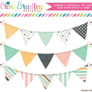 Beach Days Bunting Clipart Set Digital Banner Flag Clip Art Graphics Personal & Commercial Use