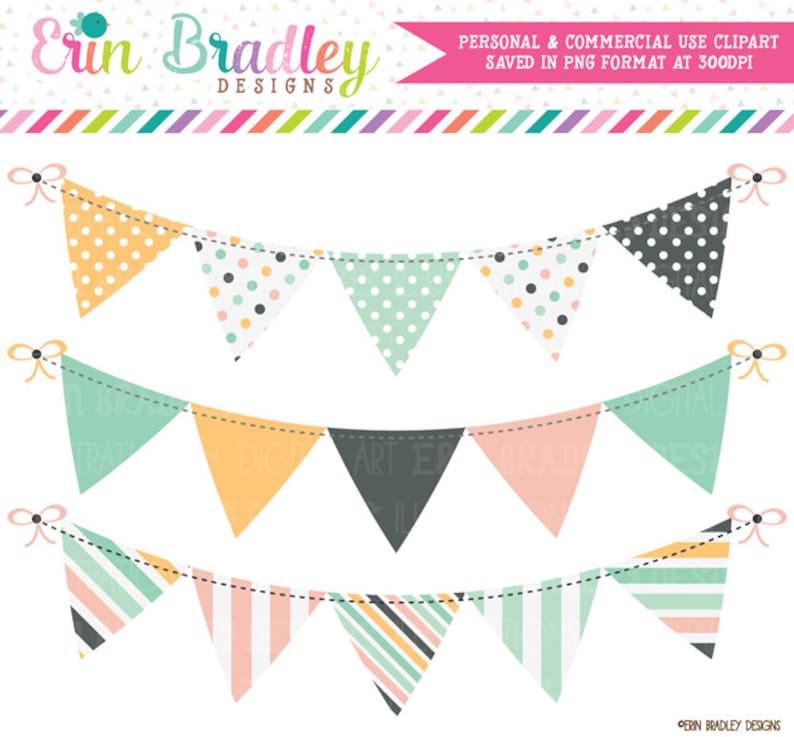 Beach Days Bunting Clipart Set Digital Banner Flag Clip Art Graphics Personal & Commercial Use image 1