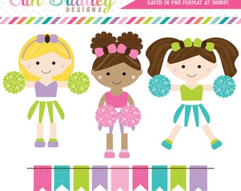 Cheerleaders Clipart Set Personal & Commercial Use Clip Art Graphics Instant Download