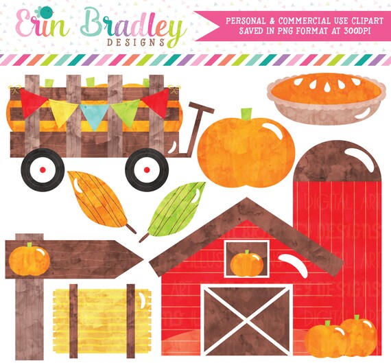 Watercolor Pumpkin Patch Clipart Barn Clipart Farm Clipart Fall Clip Art Commercial Use Pumpkin Patch Clip Art Graphics Wagon Clip Art By Erin Bradley Designs Catch My Party
