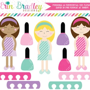 Spa Day Girls Clipart, Spa Clip Art Graphics, Girls Clip Art, Nail Polish Clipart Graphics