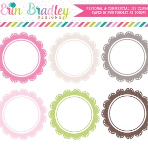 Marcos de encaje con vieiras Clipart Clipart Uso personal y comercial