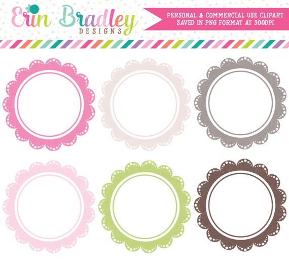 Scalloped Circle Frames Clipart Instant Download Digital Clip Art Graphics  Personal & Commercial Use