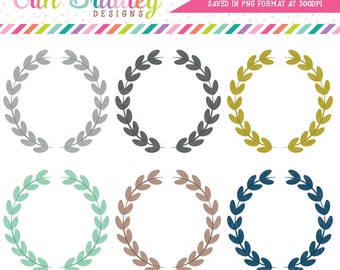 Laurel Wreaths Clipart, Leaf Circles Clipart, Instant Download Commercial Use Clip Art