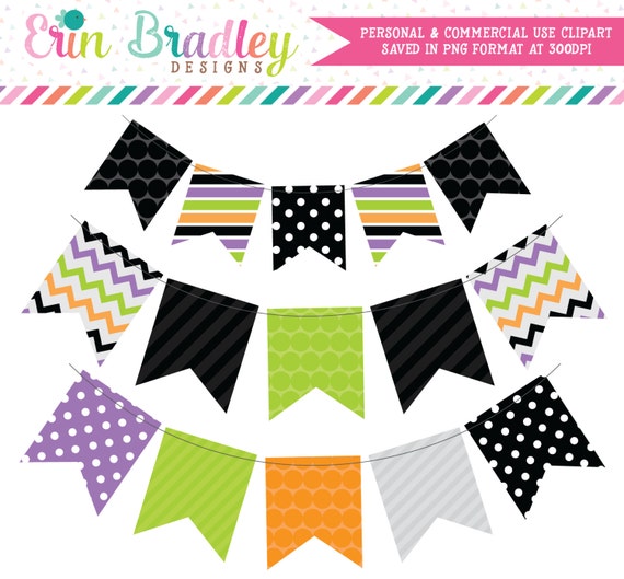 Commercial Use Halloween Clipart Bunting Black Purple Orange