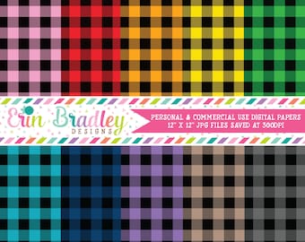 Buffalo Check Digital Paper Pack Set 2 - 40 Colors - Instant Download Commercial Use Graphics Digital Scrapbook Paper Pack in Plaid