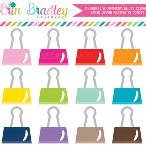 Binder Clip Clipart Office Supply Teacher Planner School or Desk Clip Art Graphics Personal & Commercial Use