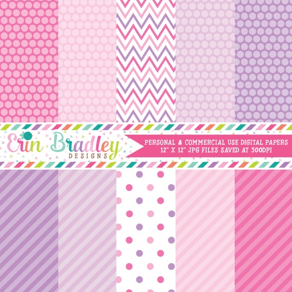 Digital Paper Set Personal and Commercial Use Pink and Purple | Etsy