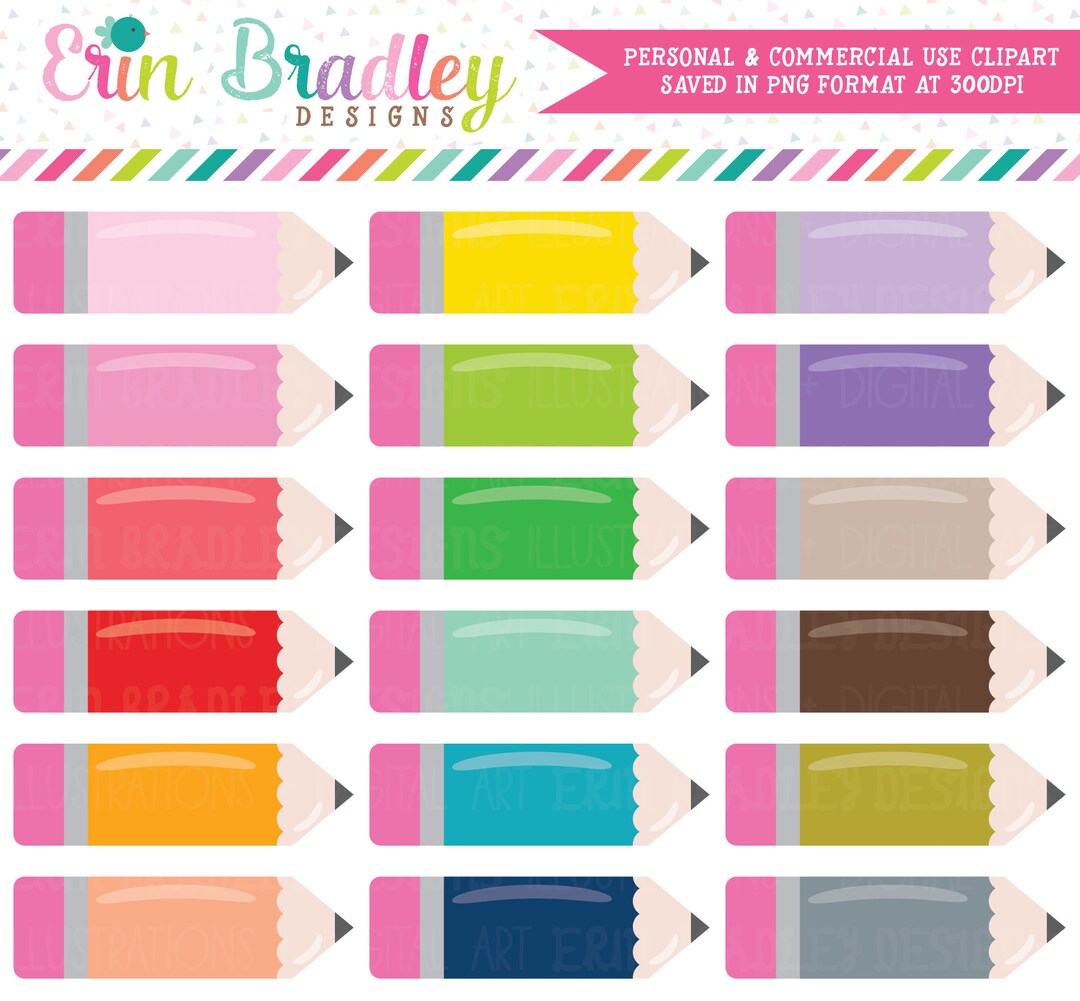 Pencils Clipart Set Instant Download School or Planner Clip Art ...