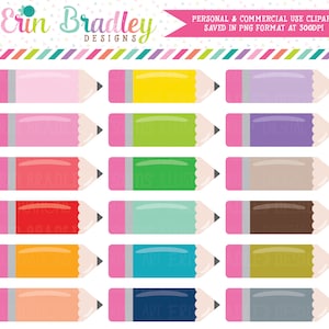 Conjunto de clipart de lápis Download instantâneo Escola ou planejador Clip Art Gráficos Uso comercial OK