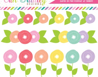 Flower Doodles Clipart Soft Colors Instant Download Personal & Commercial Use Floral Clip Art Graphics